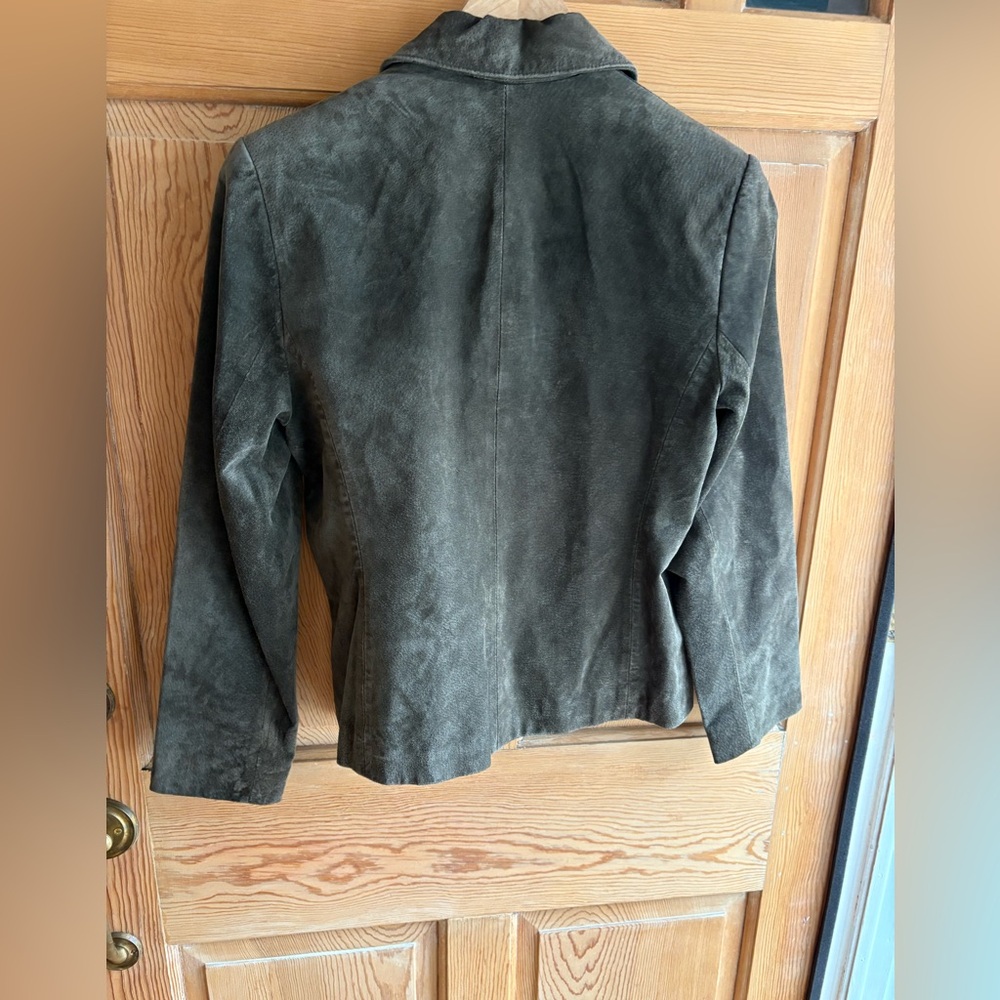 Olive Green Leather Jacket by Style & Co | Dark Academia | Size Small - Picture 5 of 8